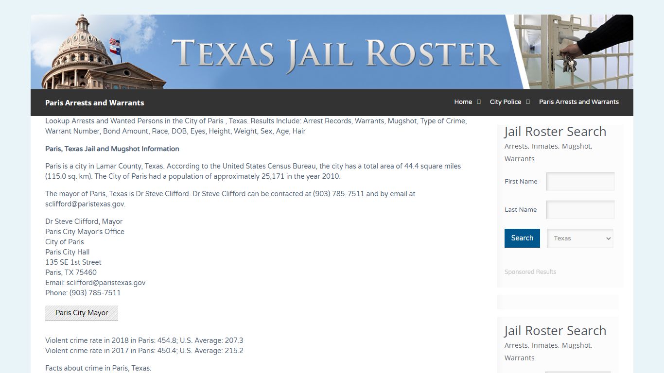 Paris Arrests and Warrants | Jail Roster Search