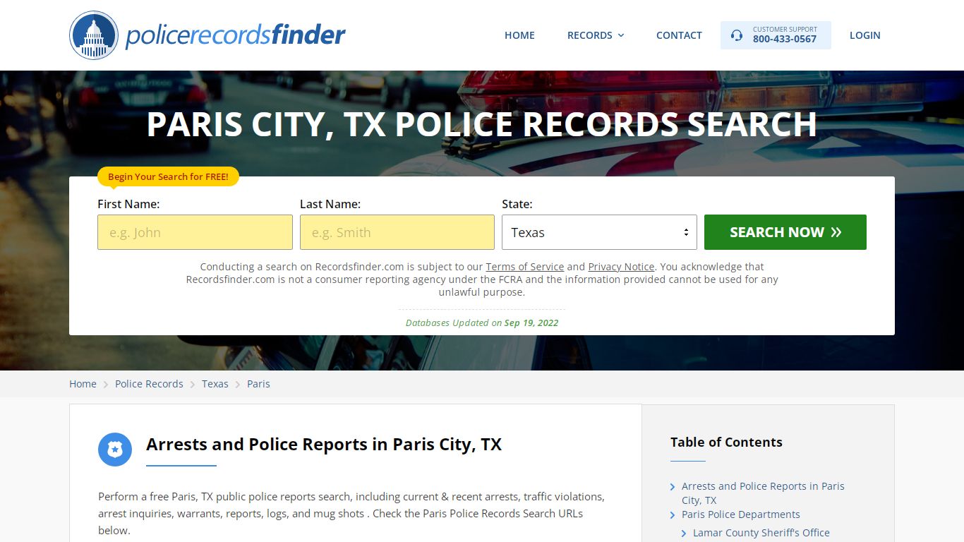 Paris, Logan County, TX Police Reports & Police Department Records