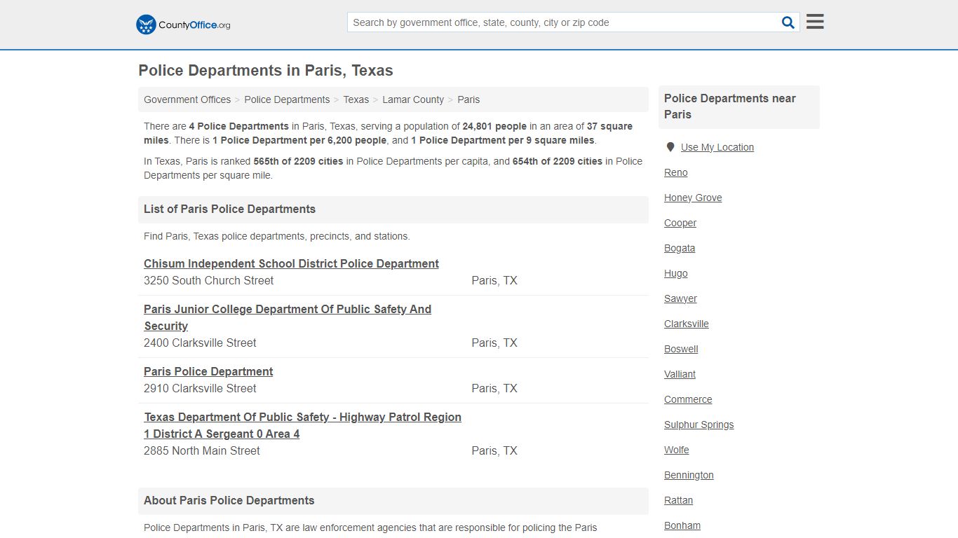 Police Departments - Paris, TX (Arrest Records & Police Logs)